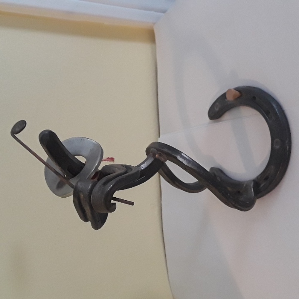 Rustic Golfer Sculpture Welded Horseshoe Golf Cowboy🏌🏼‍♂️🏌🏾‍♀️⛳🤠Folk Art - Picture 6 of 9